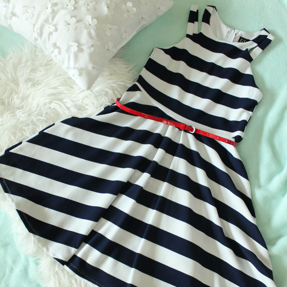 Lilt Girls Navy and White Dress - SIze 16
